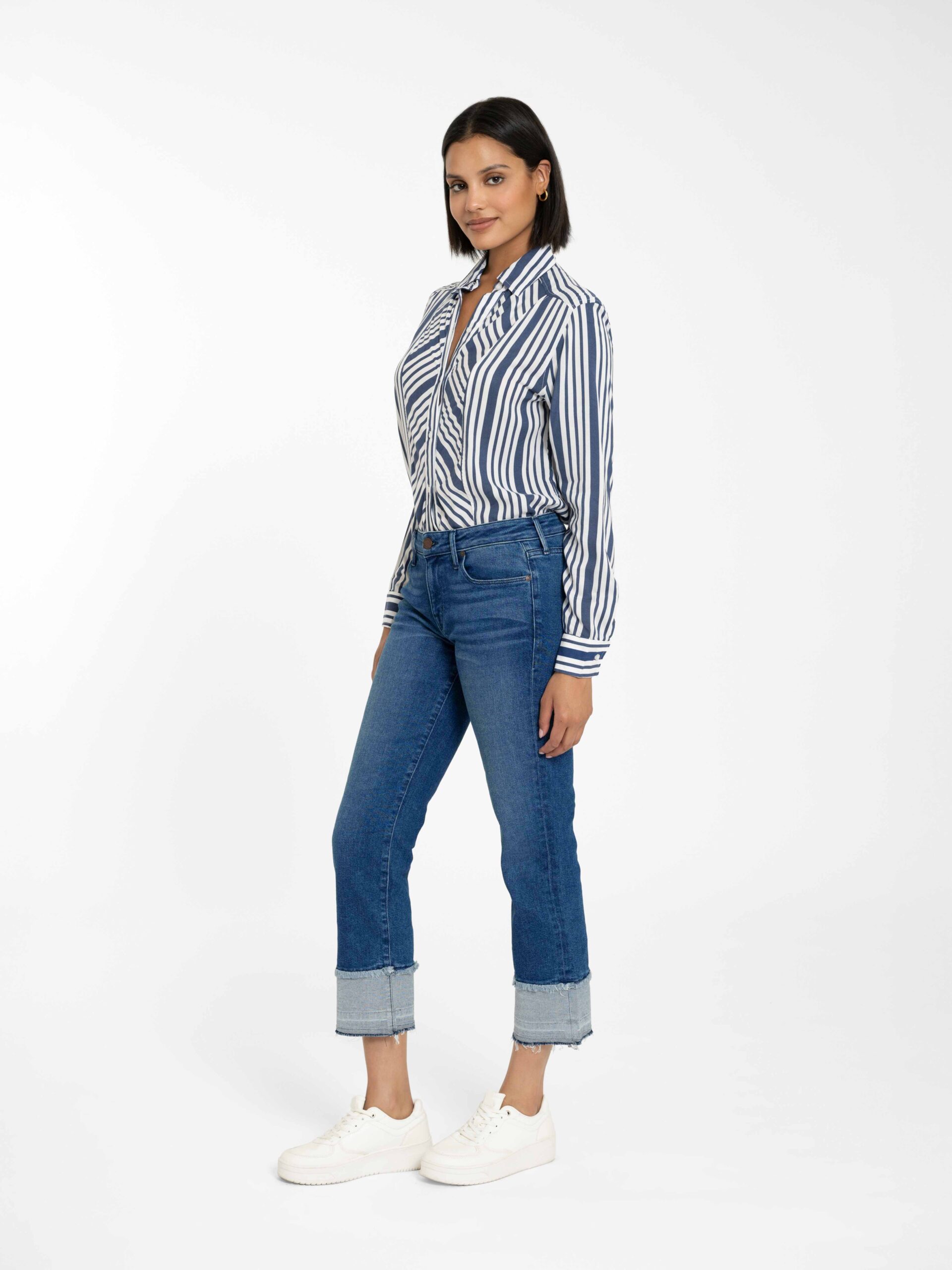 Bowery Crop Straight w/Raw Cuff in Isla